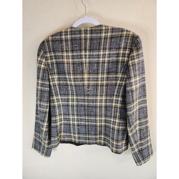 YARELL Yellow and Gray Pure New Wool Made in Poland Blazer Jacket Womens SZ 8 - Picture 2 of 8